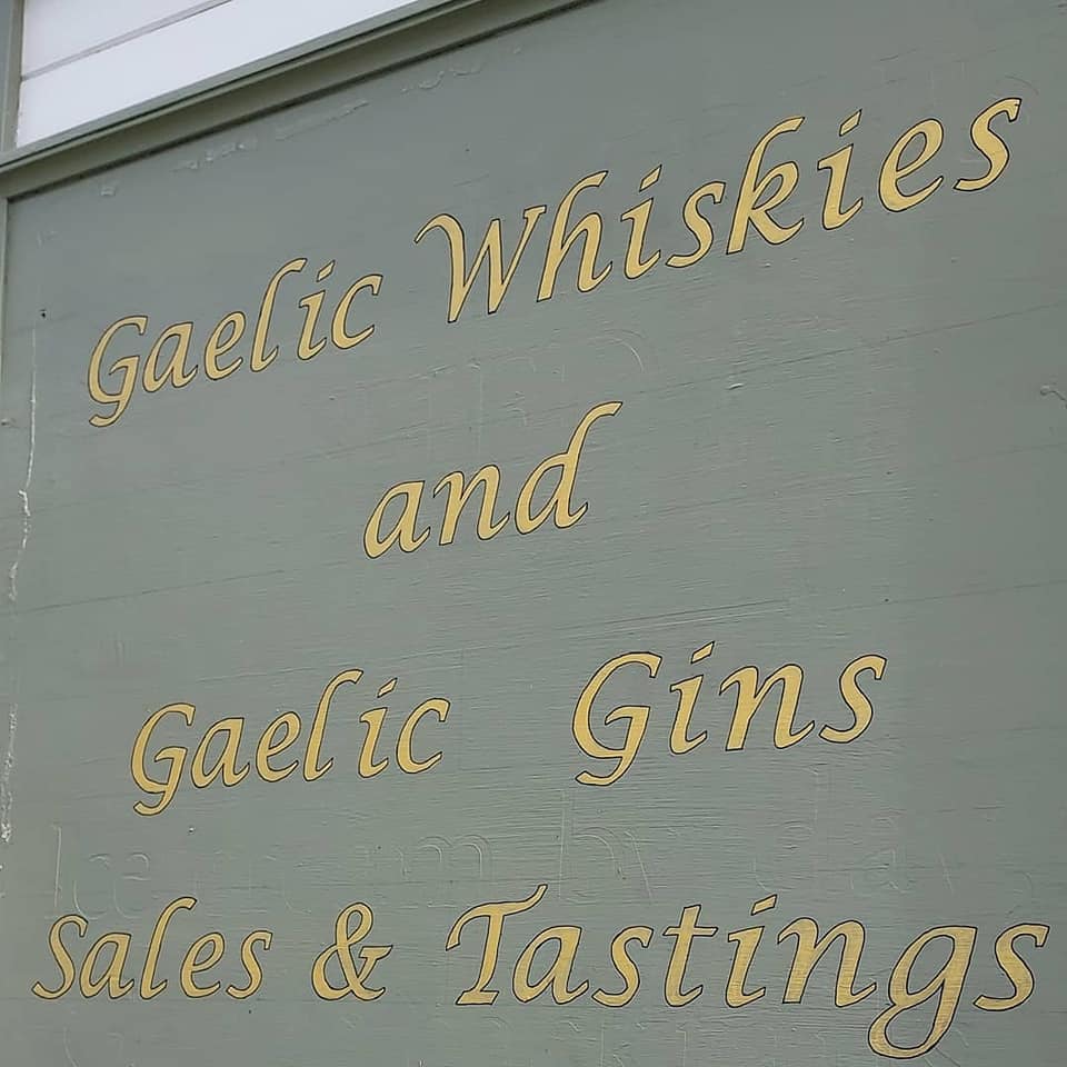 Gaelic Whisky and Gaelic Gin sales and tasting sign